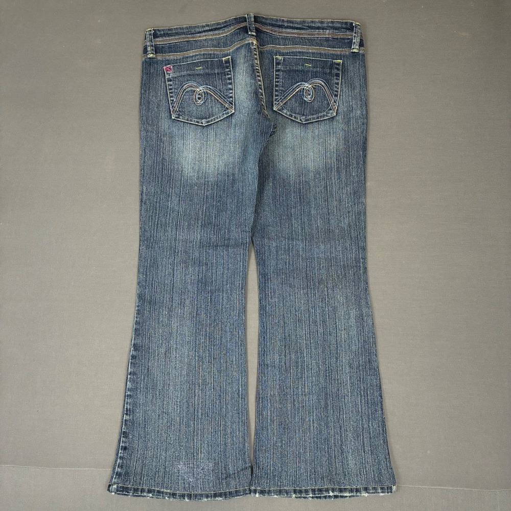 Y2K Mavi Flared Embroidered Denim Jeans Women's Size 36x28 Dark Wash